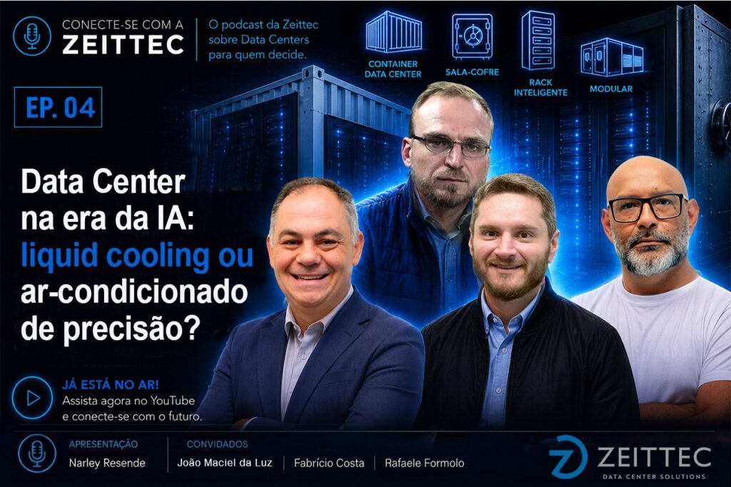 Podcast Conecte-se com a Zeittec - episódio 4 - refrigeração para Data Center: tumbnail os participantes do episódio 4